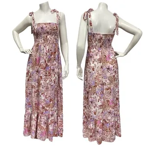 No Comment Women’s floral smocked tie shoulder midi dress small thumbnail 2