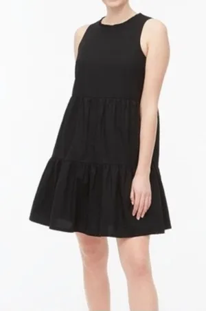 Vila Clothes black tiered sleeveless midi dress cotton blend New Sz 12 - 14 thumbnail 1