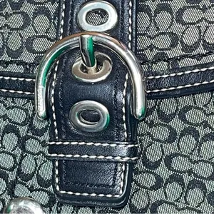 COACH monogram crossbody bag. Black and grey thumbnail 8