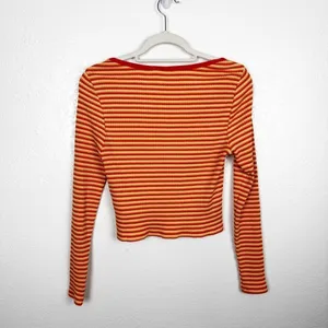 Levi's Britt Long Sleeve Snap Front Top Orange Red Cotton Blend Size Medium thumbnail 5