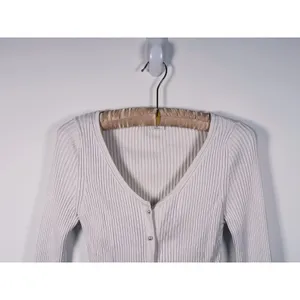 Abercrombie & Fitch Ribbed Cardigan Pearl Button S Ivory Preppy Old Money Y2K thumbnail 5