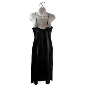Vintage Y2K‎ Bebe Cowl Neck Slip Dress Med Black Satin Maxi Minimalist Cocktail thumbnail 2