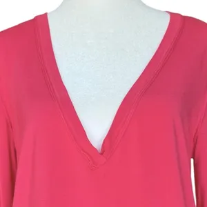 We The‎ Free V Neck Oversized Long Sleeve Pink Tee Shirt Sz M thumbnail 3
