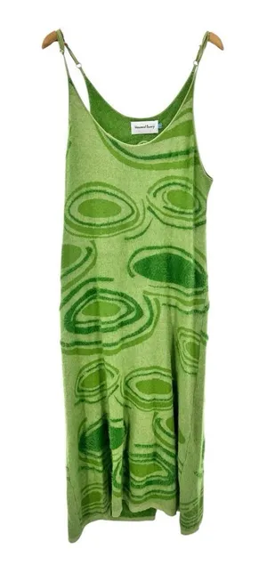 House of Sunny Hockney Knitted‎ Green Swirl Midi Dress 10 Club Date Night Party thumbnail 1