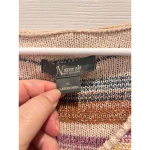 Natural Reflections Womens XL Striped Knit Hoodie V-Neck Baja Sweater Multicolor thumbnail 2