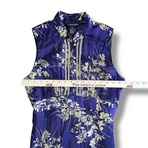Jonathan Martin Studio 100%‎ Silk Purple Gold Floral Embroidered Midi Dress Sz 8 thumbnail 3