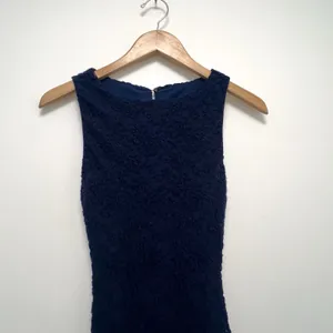 Alice And Olivia Sachi Gown Lace Overlay Long Cocktail Formal Dress Navy Size 2 thumbnail 6