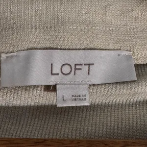 LOFT Shimmer Knit Off Shoulder Top Beige Long Sleeve Cowl Neck Size Large thumbnail 5