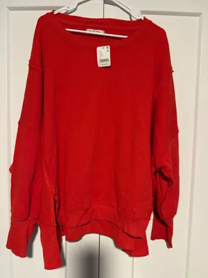 We The Free Flame Red Camden Sweatshirt Size Medium thumbnail 1