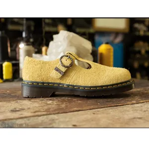 New! Dr Martens T-Bar Hazy Yellow Long Napped Suede Mary Janes - W 11 / M 10 thumbnail 3