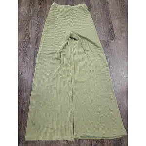 21 Saints Green Ribbed Wide Leg Stretchy Flowy Pants Size M with 28" Inseam thumbnail 4