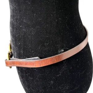 Casual Corner Brown Leather Brass Circle Buckle Western Boho Bohemian Belt Small thumbnail 5