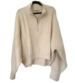 Urban Outfitters Women’s Sweater Pullover Half Zip Chunky Cable Knit Crop XXL thumbnail 1