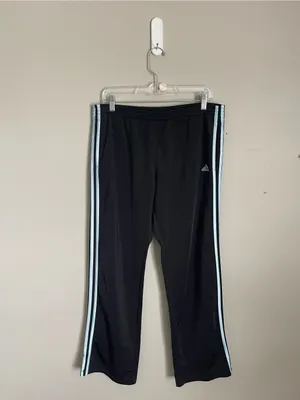 ADIDAS Black Track Pants with Light Blue Stripes Sz S thumbnail 2