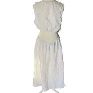 The Drop White 100% Linen O-Ring Cutout‎ Maxi Dress Womens XL Sleeveless Summer thumbnail 2