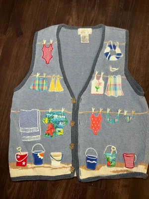 Vintage Mandal Bay Coastal Knit Vest Size XL thumbnail 1