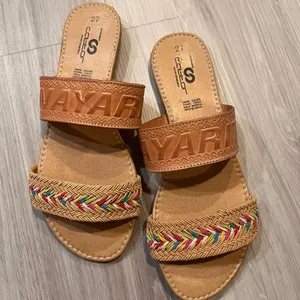 NWOT Artesanal made in MEXICO NAYARIT Colorful Sandals with‎ Tan Accents thumbnail 6