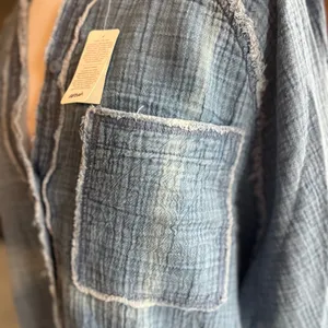 Aerie Chambray Mineral Wash Tunic Length Button-Up Shirt thumbnail 10