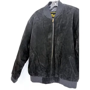 Vintage 90s Black Suede Bomber Jacket Minimalist Leather Reed M thumbnail 2