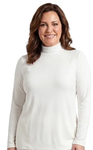 Cream Turtleneck Long Sleeve Knit Top White Size L thumbnail 1
