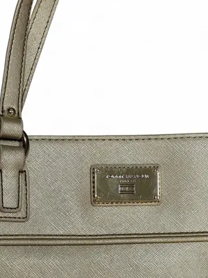 Tommy Hilfiger Gold Metallic Faux Leather Tote Shoulder Bag Large thumbnail 3