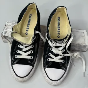 CONVERSE Chuck Taylor All Star Low Top Sneakers Black/White-W8/M6 thumbnail 5