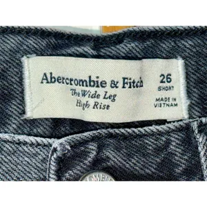 Abercrombie & Fitch The Wide Leg High Rise Black Denim Jeans Womens 26 S Short thumbnail 3