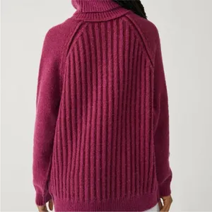 Free People Big City Turtleneck Sweater In Mulberry‎ Garnet Size Medium NWT thumbnail 3