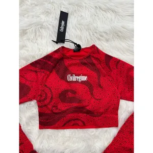 Civil Regime Red Chaos Kelly Seamless Long Sleeve Crop Top Size XS thumbnail 3