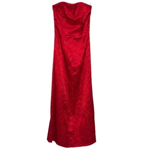 Vintage 90s Jessica McClintock Sz 6 Embroidered Satin Strapless Maxi Dress Gown thumbnail 2