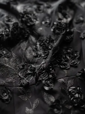 AQUA Formal - Black 3D‎ Floral Appliqué Sheer Sleeve Midi Dress thumbnail 13