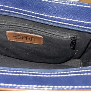 Esprit Crossbody Bag Purse Blue Tan Vintage 90s Y2K Minimalist Quiet Luxury thumbnail 5