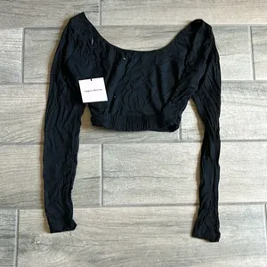 Superdown black long sleeve crop top thumbnail 4
