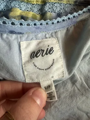Aerie Rock n Ruffle animal print mini dress blue and green flowy size small thumbnail 4
