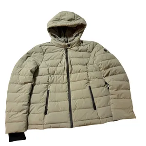 Michael Kors Size Medium Sage Green Gray Puffer Down Fill Hooded Full Zip‎ Coat thumbnail 1