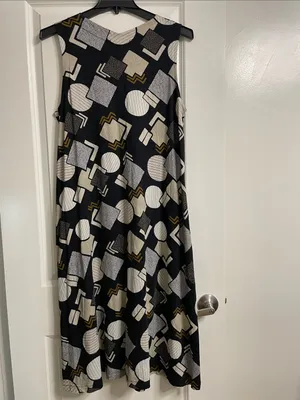 Gudrun Sjodén Sleeveless Black Midi Dress With Abstract Geometric Print Size L thumbnail 5