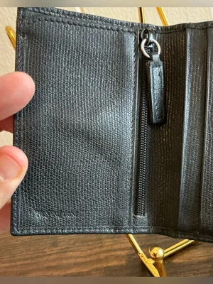 Rare Minimilist Yves Saint Laurent "Y" debossed bifold Black Leather Card wallet thumbnail 5