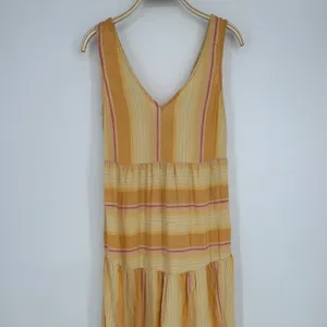 L*Space Clara Dress Small Yellow Striped Boho Tiered Maxi‎ Beach Coverup Summer thumbnail 7