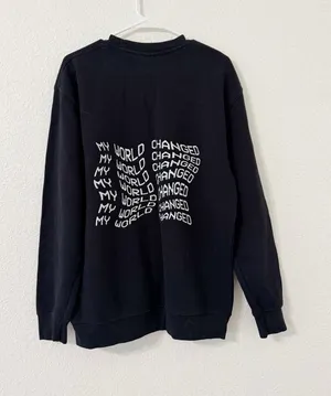 My World Changed Christian Graphic Sweatshirt Black Oversized Large thumbnail 1