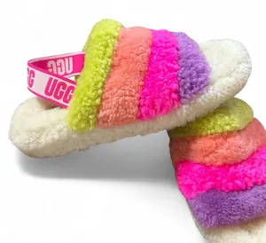 UGG Colorful Cozy Slippers – Women’s Size 10, Bright & Barely Worn thumbnail 1