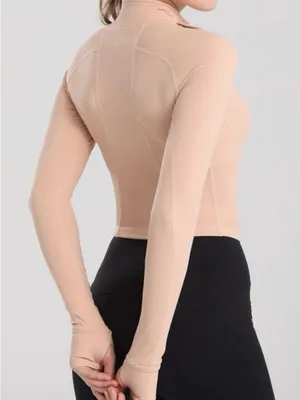Amazon Slim Fit Yoga Half Zip Top Tan Pink Size S thumbnail 2
