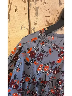 Abercrombie and Fitch Women's Purple Orange Split-Sleeve Blouse, size Medium thumbnail 5