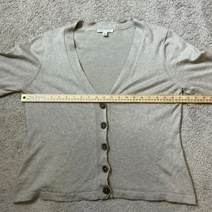 Banana Republic Lightweight Silk Blend V Neck‎ Button Front Cardigan Sweater XL thumbnail 3