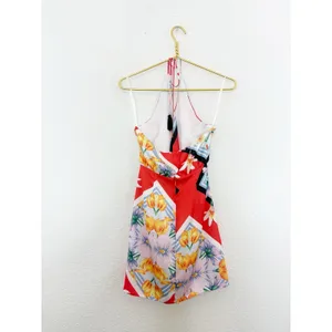 Song Of Style Jemma Mini Dress Size XS Scarf Print Fringe Halter Vacation Satin thumbnail 14