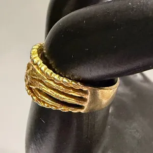 Gold Tone Textured Stacking Band Layered Ring Statement Fashion Jewelry Sz 5.75 thumbnail 2