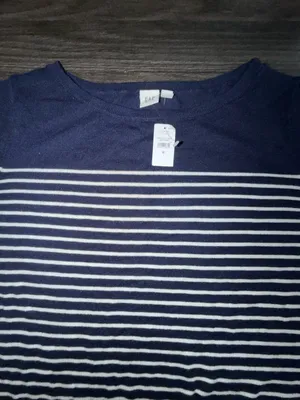 GAP Women’s Navy and White Horizontal Stripe Long Sleeve Sweater thumbnail 2