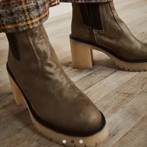 Free People James Chelsea Lug Sole Boots in Brown/Olive Green thumbnail 1
