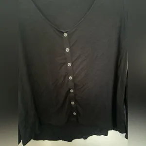 American Eagle Soft & Sexy Slub Button Front Top Small Black thumbnail 8