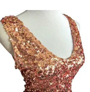 Womens Prettyguide Rose Gold Sequins V Neck Bodycon Party Dress - Sz M thumbnail 3