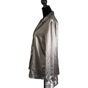 Victoria's Secret Grey Satin Long Sleeve Button Down Pajama Top Size S Lounge thumbnail 3